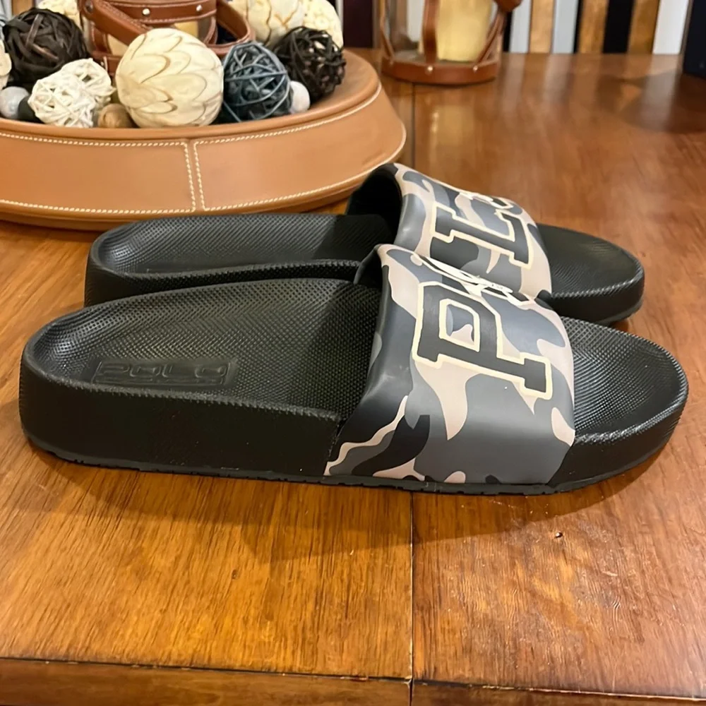 Polo Ralph Lauren Cayson Camo Skull black slides sandals shoes new Mens sizes_3